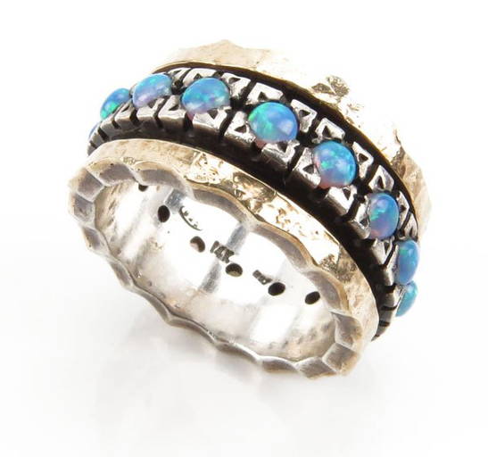 14 Karat Gold Over Sterling Silver Opal Inlaid Infinity