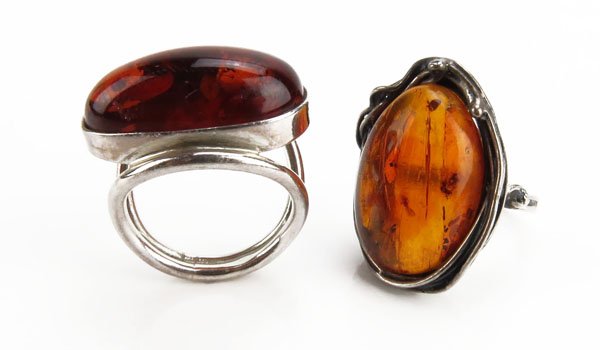 Two (2) Art Nouveau Sterling Silver Baltic Amber (1 of 1)