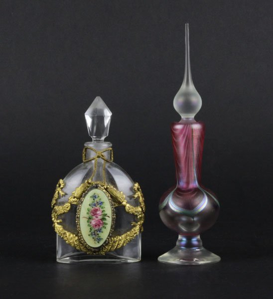 Two (2) Vintage Art Glass Perfume Bottle. Both Bottles (1 of 1)