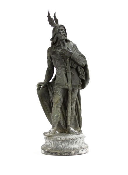 Vintage White Metal Sculpture of a Viking Warrior. (1 of 1)