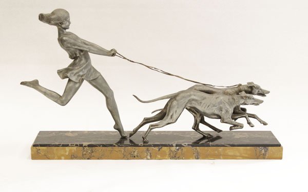 Art Deco Spelterware Figural Grouping of a Beauty (1 of 1)