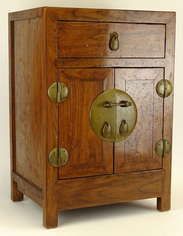 Small Vintage Chinese Hardwood Side Cabinet with Brass (1 of 1)