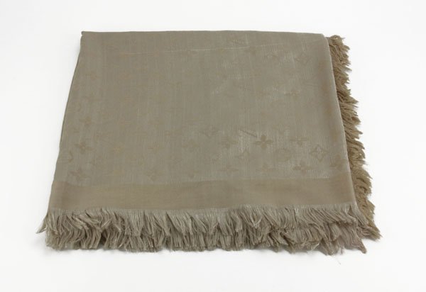 Louis Vuitton Paris Cream Colored Monogrammed Scarf. (1 of 1)