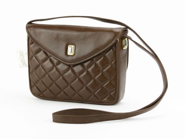 Judith Leiber Quilted Brown Leather Shoulder Bag. (1 of 1)