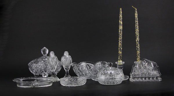 Box Lot of Miscellaneous Cut Glass Pcs. Includes Bowl, (1 of 1)