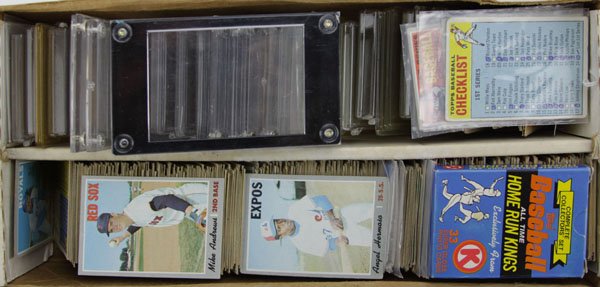 Box of Assorted Vintage Baseball Cards and Empty Plasti (1 of 1)