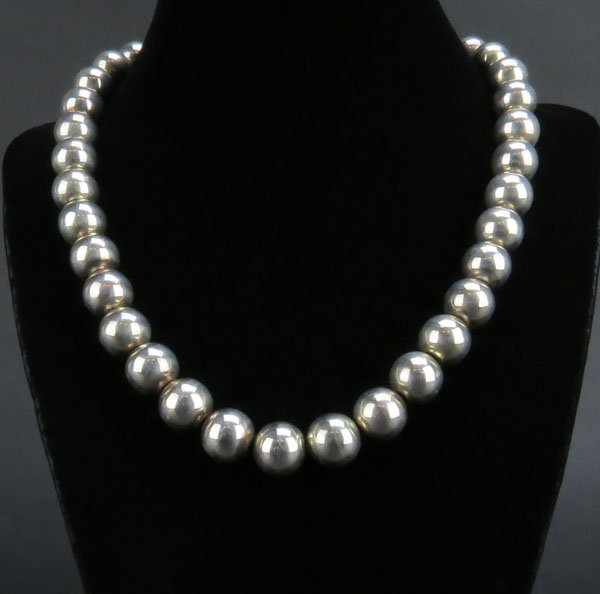 Vintage Mexican Sterling Silver Beaded Choker Necklace. (1 of 2)