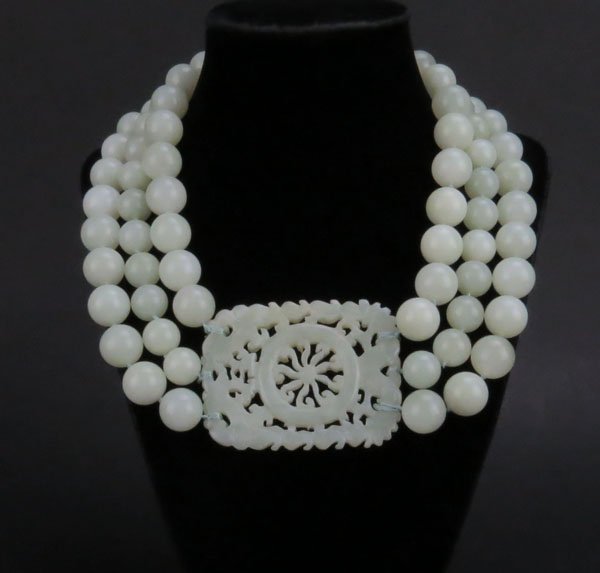 Chinese Jade Three (3) Strand Choker Necklace with (1 of 1)