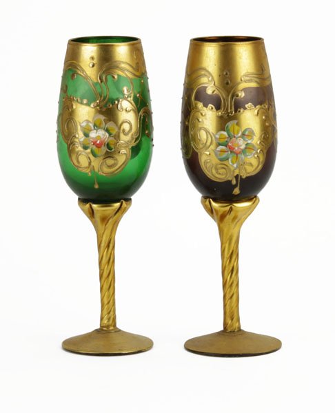 Pair of Bohemian Glass Champagne Glasses. (1 of 1)