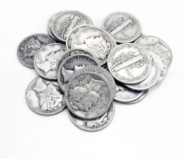Lot of Twenty-Five (25) Circa 1930s U.S. Mercury Silver (1 of 1)
