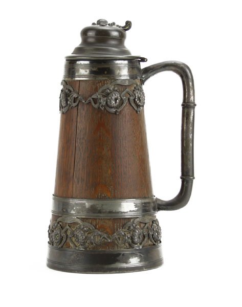 Antique  Wood and Silver Plated Beer Stein. Unsigned. (1 of 1)