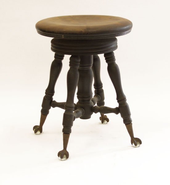 Antique Wooden Piano Stool with Ball and Claw Feet. (1 of 1)