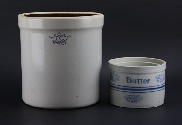 Vintage Roseville Ohio Three Gallon Croc Pot along with (1 of 1)