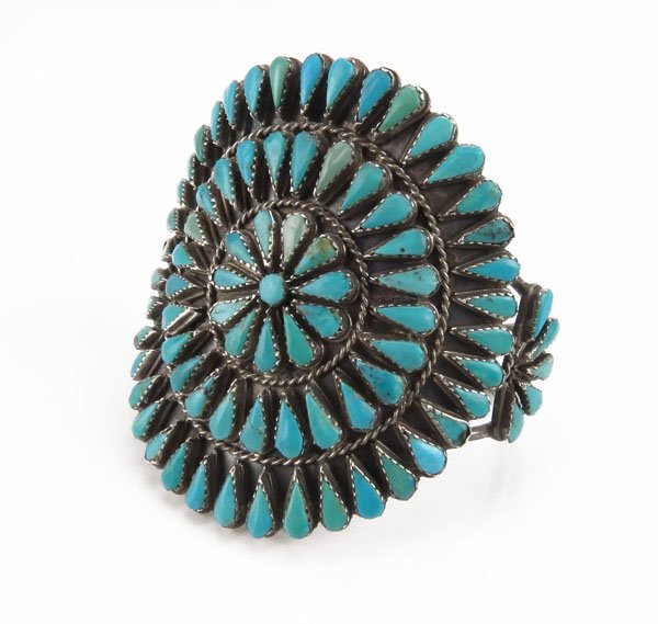 Large Navajo Old Pawn Sterling Silver and Turquoise (1 of 1)