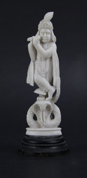 Well Carved Indian Ivory Figure of a Snake Charmer (1 of 1)