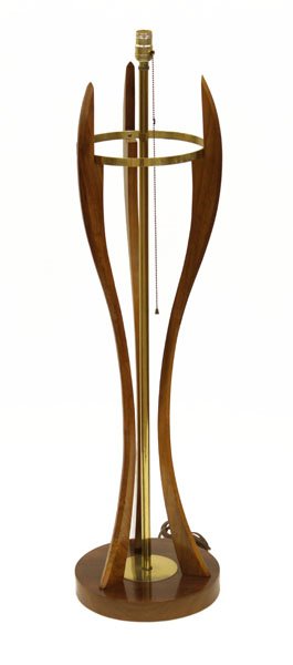 Vintage Danish Modern Wood and Brass Floor Lamp. (1 of 1)