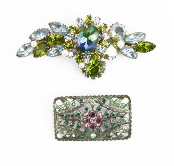 Lot of Two (2) Vintage Bejeweled Brooches. (1 of 1)