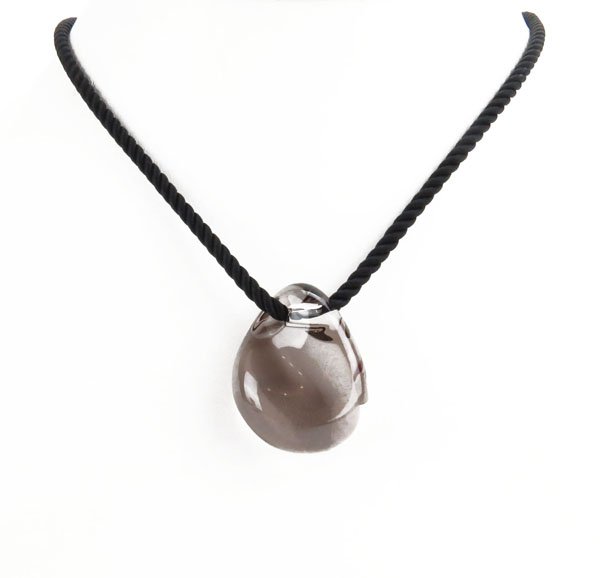 Baccarat France Crystal Galet Pendant on Cord with Orig (1 of 2)