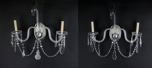 Pair of Modern Hand Blown Two (2) Arm Electrified Wall (1 of 1)