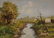 Oil of Canvas Painting of a Landscape Ravine Scene. Uns