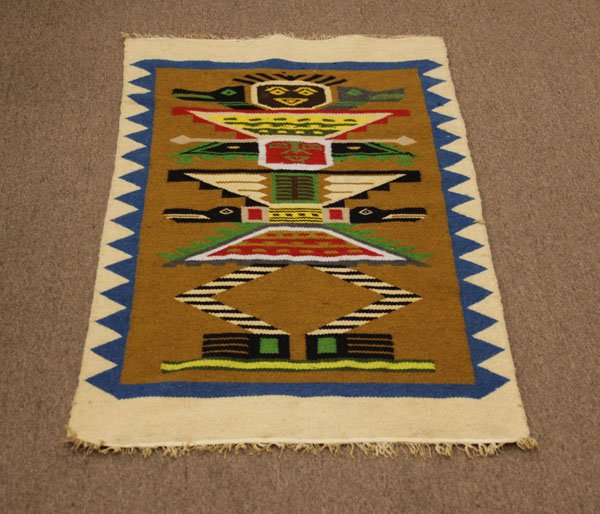 Native American Handmade Area Rug. Multi-Colored. Minor: Native American Handmade Area Rug. Multi-Colored. Minor Spotting or else Good Condition. Measures 4-1/2 Feet by 2-1/4 Feet. Shipping $40.00