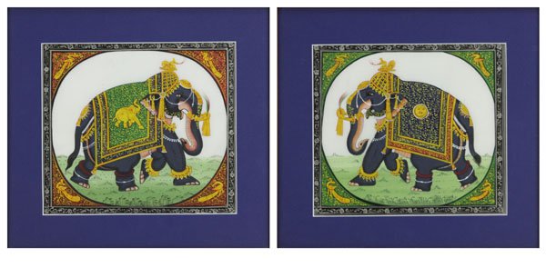 Pair of Framed Indian Paintings on Silk. Good Condition (1 of 1)