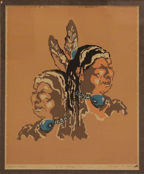 Framed Native American Artist Proof Signed Lower Right. (1 of 1)
