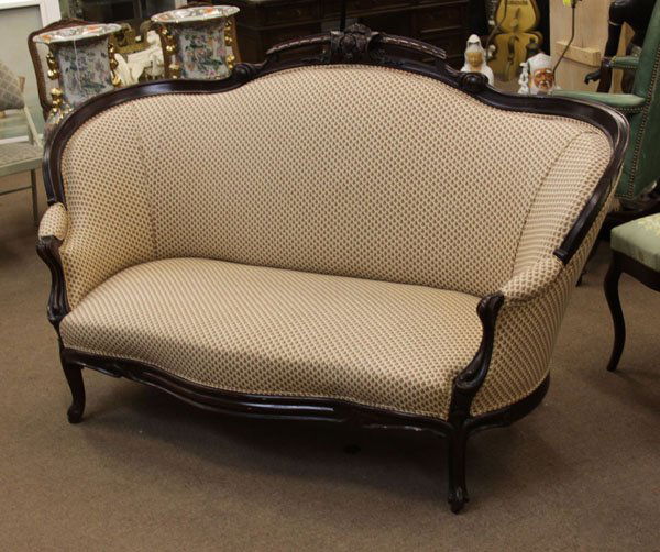 Antique Upholstered Eastlake Settee. Scratches to Finis (1 of 1)