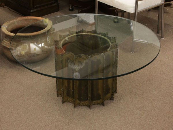 Vintage Modern Style Brass and Glass Coffee Table. 16-1 (1 of 1)