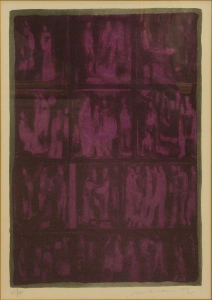 Modern Lithograph Abstract Art Signed Lower Right and N (1 of 1)