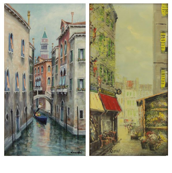 Two (2) Framed Oil on Canvas Street Scene Paintings. Bo (1 of 1)