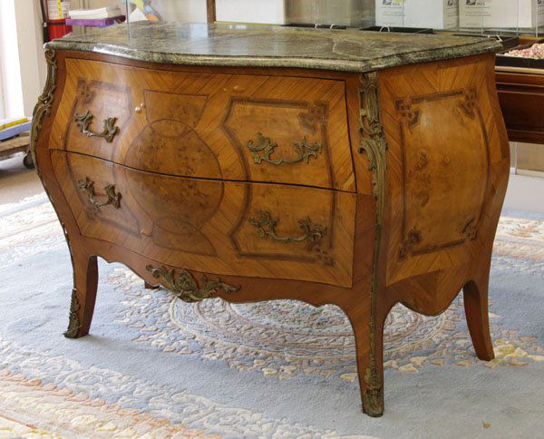 Louis XV Style Bronze Mounted Inlaid 2 Drawer Commode. (1 of 1)