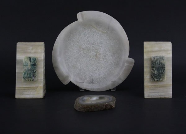 Pair of Mexican Onyx Bookends along with Small Geode (1 of 1)