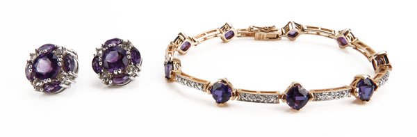 Gorgeous Sterling Silver Diamond and Amethyst Bracelet (1 of 1)