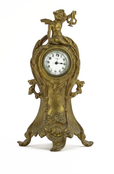 Art Nouveau Style White Metal New Haven Clock with (1 of 1)