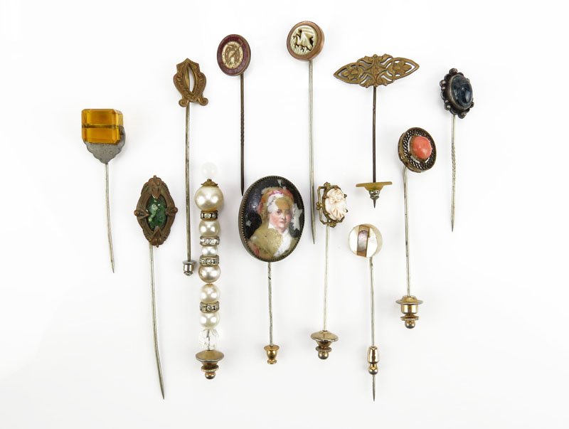 Collection of Twelve (12) Vintage to Antique Stickpins. (1 of 1)