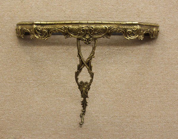 Vintage Brass Iron and Marble Top Half Moon Wall Consol (1 of 1)