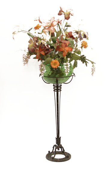 Vintage Iron Plant Stand with Glass Planter. Minor (1 of 1)