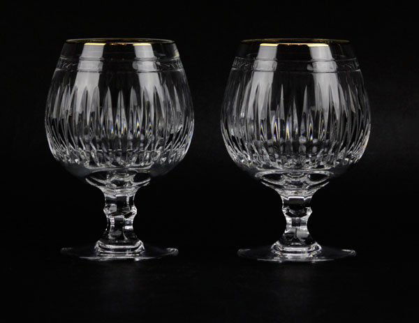 Pair of Waterford Cut Crystal Brandy Glasses. Gilt Over (1 of 1)