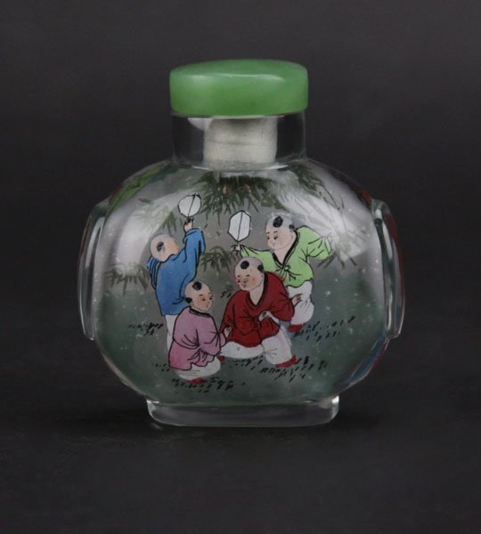 Chinese Reverse Painted Crystal Snuff Bottle with  Hard (1 of 1)