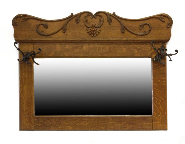 Antique Hall Tree Style Mirror with Hat/Coat Hooks. Rep (1 of 1)