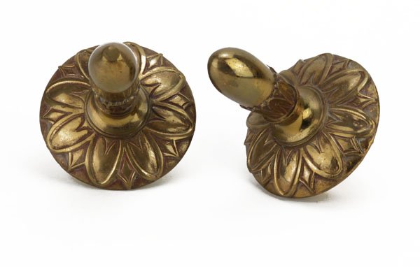 Pair of Bronze or Patinated Steel Curtain Tie Backs. Un (1 of 1)