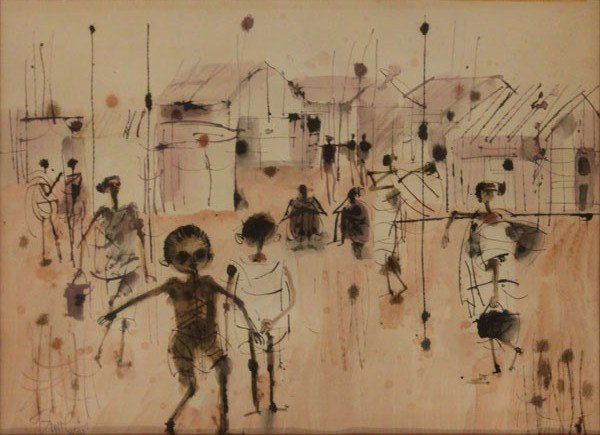 Shmuel Katz, Austria (1926-2010) Watercolor on Paper ti (1 of 1)