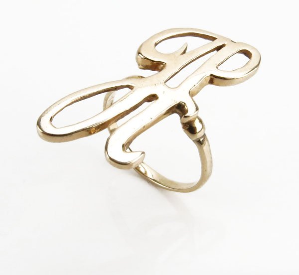 14 Karat Yellow Gold Ring. Stamped 14k. Monogrammed Let (1 of 1)