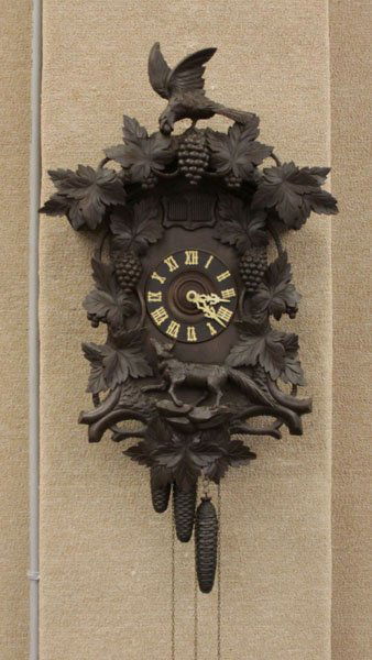 Antique Black Forest  Wooden Cuckoo Clock with Wolf an (1 of 2)