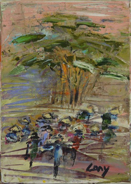 Oil on Canvas Painting of a Abstract Scene Signed Lony. (1 of 1)