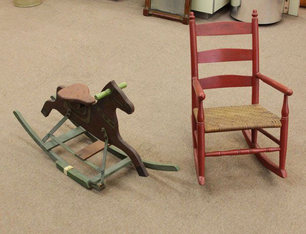 Antique Handpainted Childs Rocking Horse along with (1 of 1)