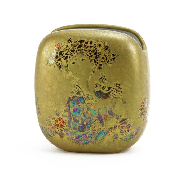 Rosenthal Bjorn Winblad Gilded Handpainted Letter Box V: Rosenthal Bjorn Winblad Gilded Handpainted Letter Box Vase. Marked on Underside. Good Condition. Measures 6" H by 5-1/4" W. Shipping $20.00