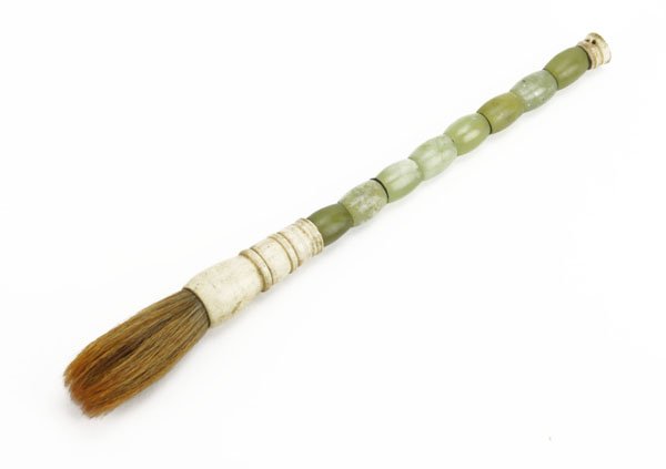 Chinese Jade and Ivory Calligraphy Brush. Wear to (1 of 1)