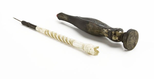 Chinese Ivory Handled Calligraphy Brush along with Anti (1 of 1)